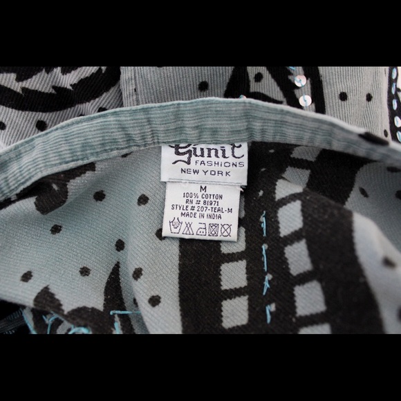 70s Corduroy Sequin Circle Skirt Vintage Fine Wale Thin Corduroy Baby Blue Boho - Picture 5 of 5